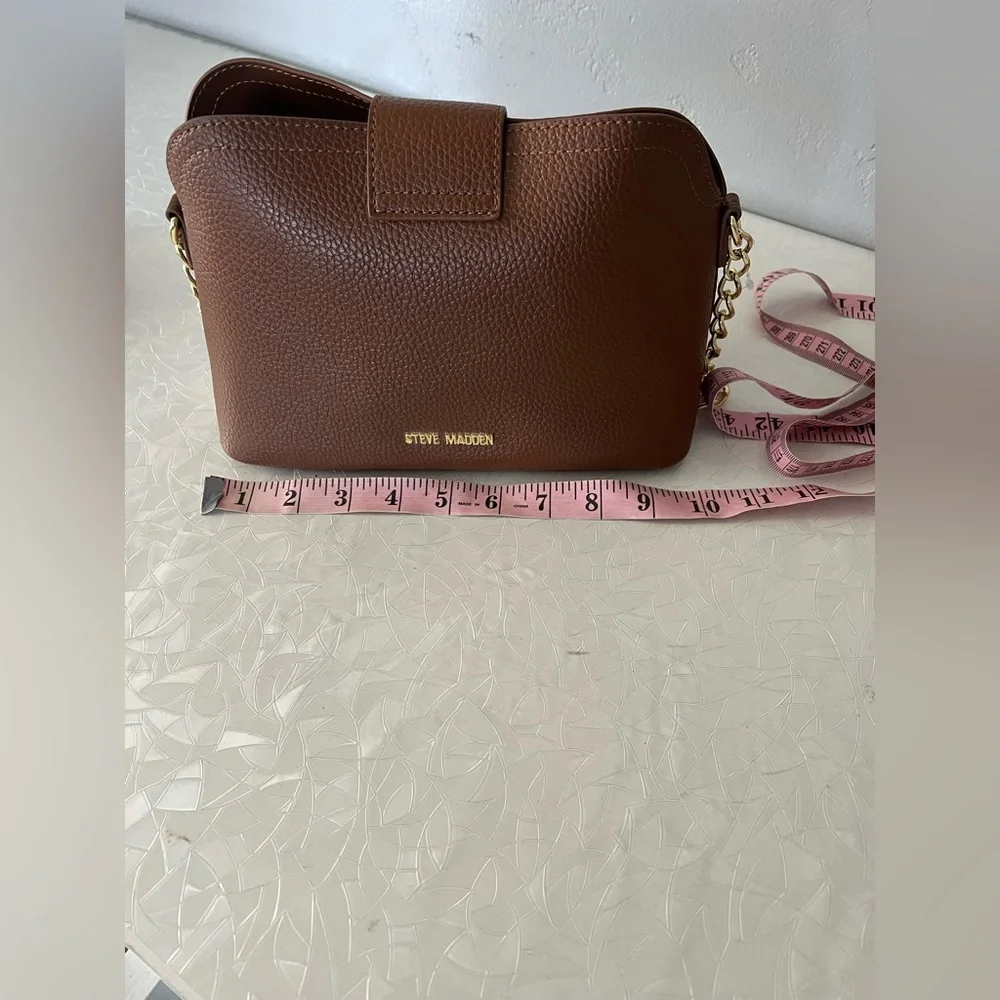 STIVE MADDEN Brown Leather Chain Strap Bag